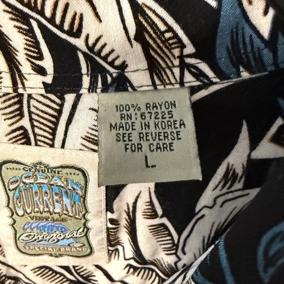 Vintage Ocean Current Hawaiian Shirt Mens Size L Tropical Floral Leaf Button Up - Picture 6 of 12
